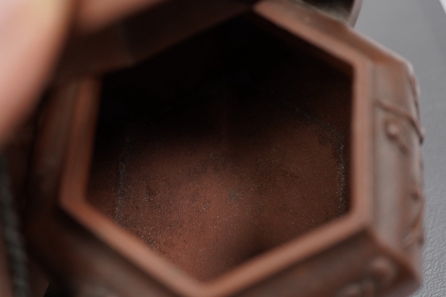 A Chinese Yixing hexagonal teapot, Kangxi period